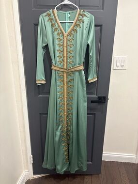 Embellished Sage Green Kaftan